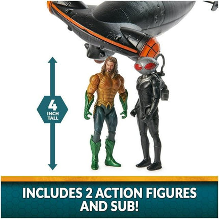 Aquaman vs Black Manta Battle Set - 4" Figures, Manta Sub with Lights & Sounds