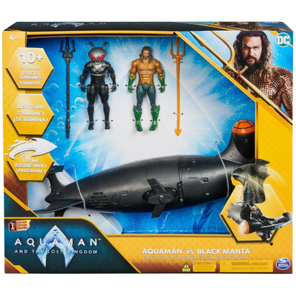Aquaman vs Black Manta Battle Set - 4" Figures, Manta Sub with Lights & Sounds