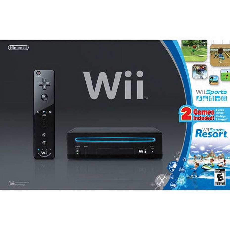 Black Wii Console with Two Games - Wii