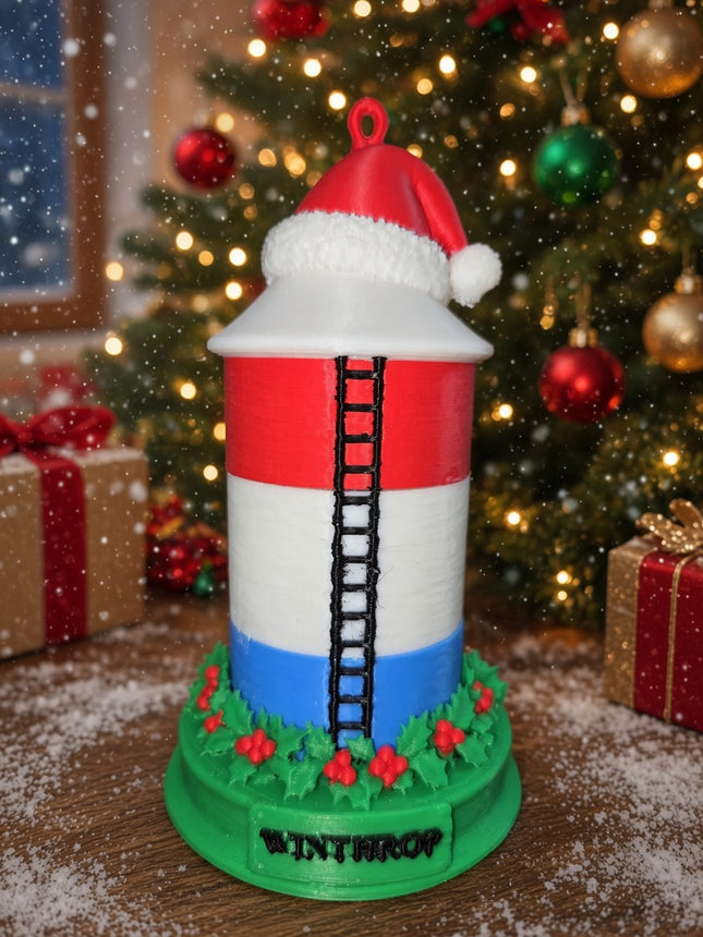 3D PRINTED Water Tower Ornament - WINTHROP