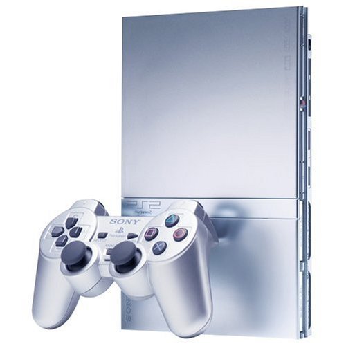 Silver Sony PlayStation 2 PS2 Slim Console Matching Controller Power and Cables (Refurbished) - PS2