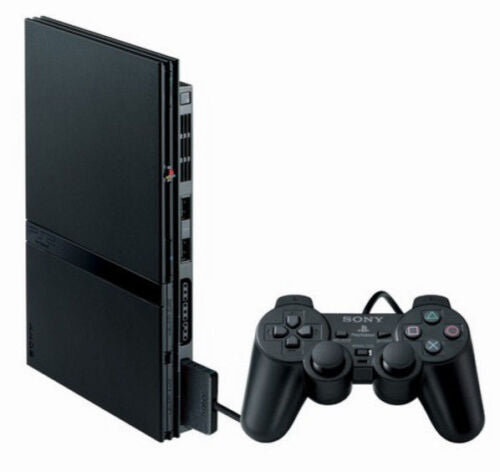 Sony PlayStation 2 PS2 Slim Console Black Matching Controller Power and Cables (Refurbished)